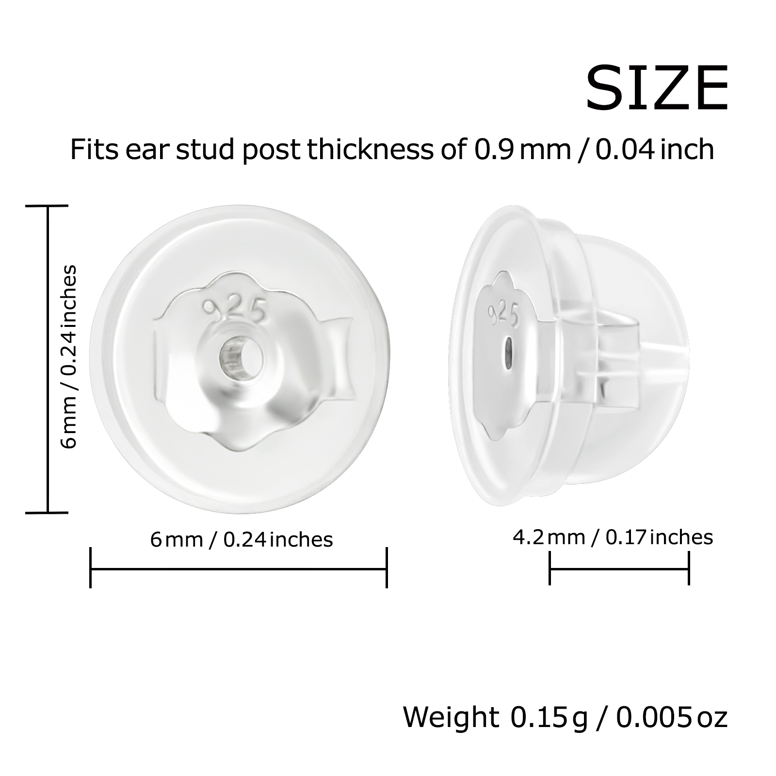 Earring Backs Coated with Soft Clear Silicone 3 Pairs - Aube Jewelry